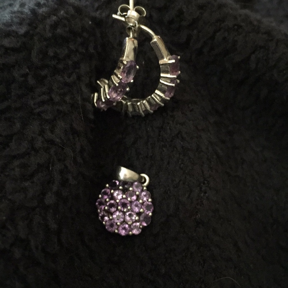 Amethyst Earrings and Pendant